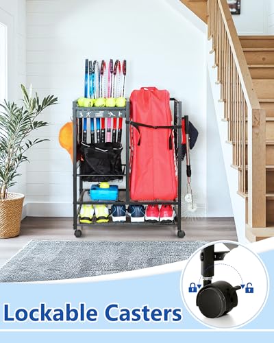 Image of Mythinglogic Rolling Tennis Equipment Organizer with Racket Storage