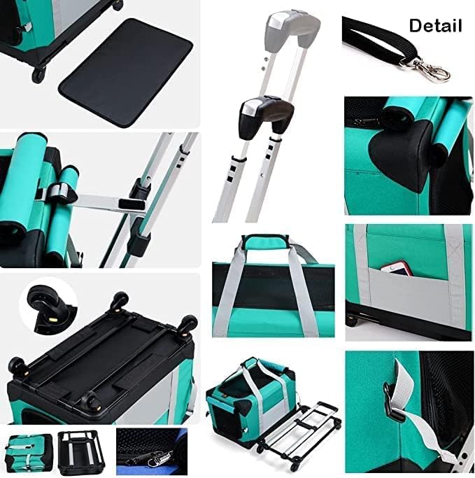 ペットのバックパック 折りたたみ式ペットトロリーケース、犬/猫用ベビーカー、取り外し可能なローリングペットキャリア、屋外用猫バックパ