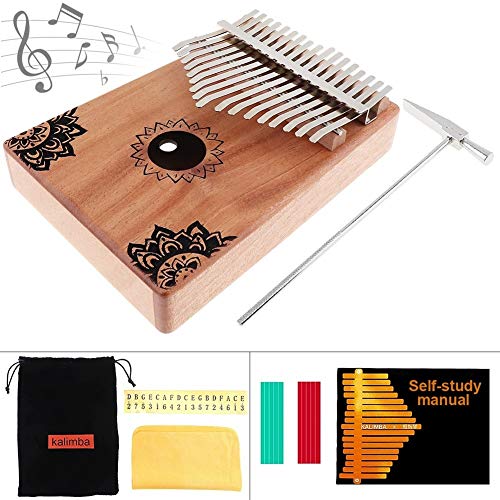 CHENTAOMAYAN 17 toetsen Kalimba duurzaam massief mahonie duim piano met bloemen patroon Mbira natuurlijke mini… - Image 3