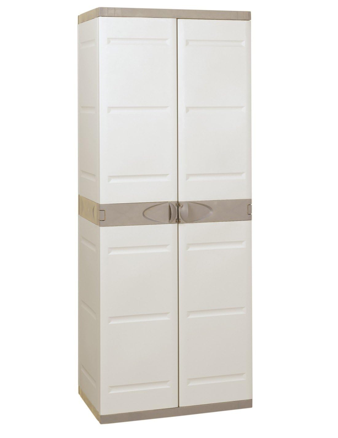 Jardin202 - Armario de 4 estantes de Resina | Titanium Beige | Almacenaje Exterior e Interior | 70x44x176 cm | (Beige)