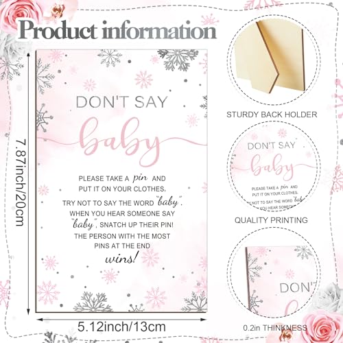 Image of Patelai 321 Pcs a Little Snowflake is on The Way Baby Shower Games Pink Snowflake It's Cold Outside Baby Shower Games Don't Say for Girl Winter Bingo Gender Reveal Party Home Decor Supplies