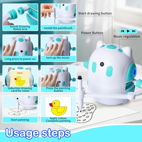 Drawing Robot for Kids 150 Educational Cards Smart Drawing Robot Voice Interactive Partner Montessori Painting Toy for Boys & Girls Ages 3-8 Perfect for Birthdays Christmas and Learning Fun - Image 6