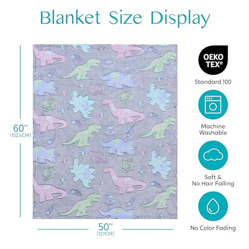 Joiedomi Glow in The Dark Blanket Dinosaur Toys for Kids 3-5 Dinosaur Gifts Toys for Age 2 3 4 5 6 7 8 9 10 11 12 Year Old, Soft Cozy Flannel Kids Throw Blanket, Birthday 50"×60"