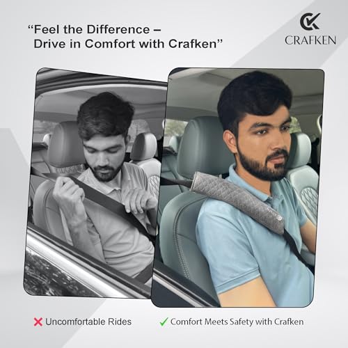 Image of Car Seat Belt Shoulder Pads - Soft Seat Belt Cushion Cover for Car, Universal Safety Belt Strap Pad, Premium Fabric Neck & Shoulder Support for Comfortable Driving, (Grey, 12 Inch)