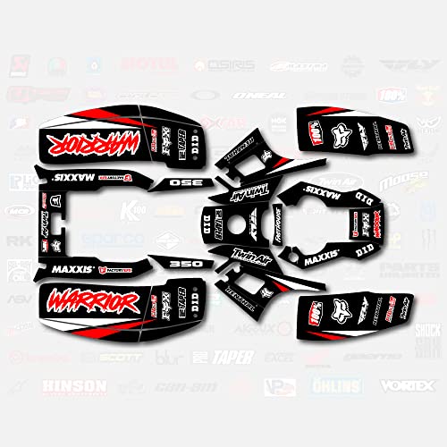 Boston Decal Works Black Red Shift Racing Graphics kit fits Yamaha Warrior 350 1987-2004 electric start