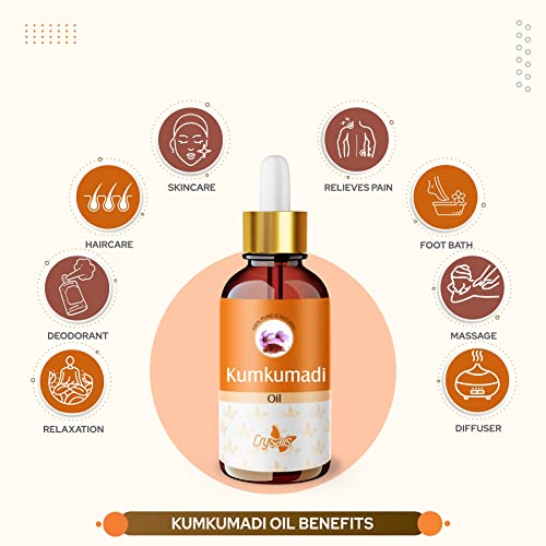 Image of Crysalis Kumkumadi Oil(Crocus Sativus)100% Pure & Natural Undiluted Essential Oil Organic Standard Perfect For Skin Care & Hair Minimizes, Pimples, Spots, Blackheads, Face Wrinkles, Fine Lines -100ML