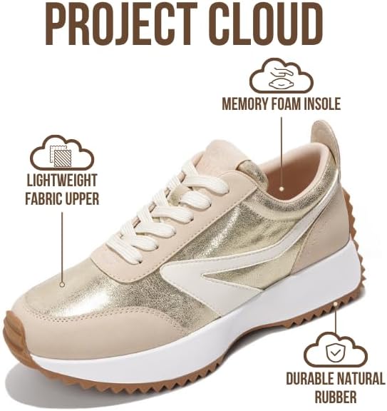 Project Cloud Womens Sneakers - Memory Foam Insole and Lightweight Spring Shoes - Non-Slip Lace Up Trendy Shoes - Fashion Sneakers for Women 2026 (Serena) - Image 3