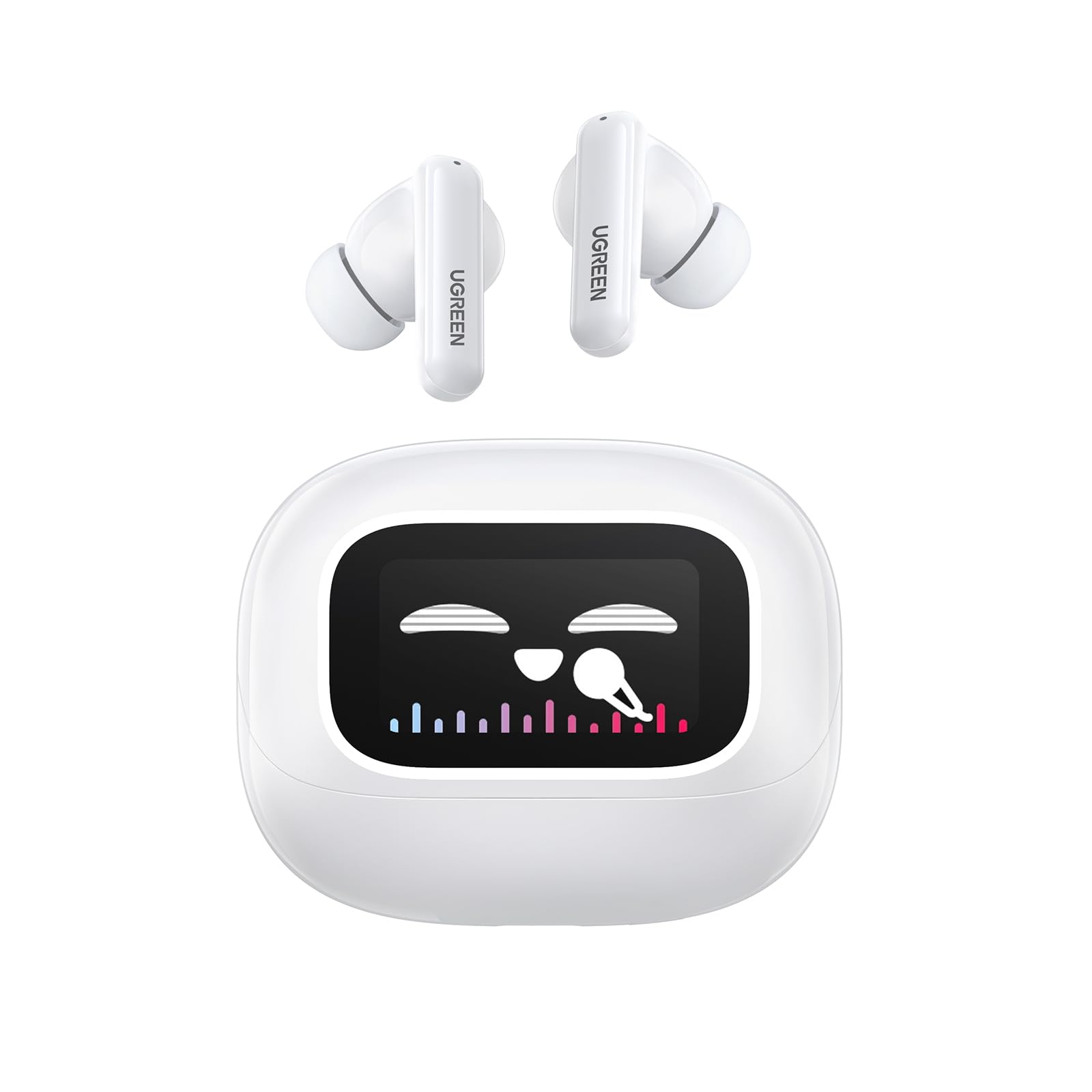 UGREEN EchoBuds Magic, Active Noise Cancelling Earbuds with Fun Smart Display, Hi-res & LDAC, Custom Wallpaper, Bluetooth In-Ear Earphones Wireless, Comfort Ear Buds,2 Mic Clear Call, 30H Playtime