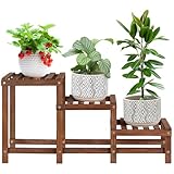 Jotboom 3 Tiers Plant Stand Indoor,Wood Plant Stands for Indoor Plants Multiple,Corner 3 Steps Ladder Plant Shelf High Low Flower Stand Planter Display Rack for Patio Balcony Living Room
