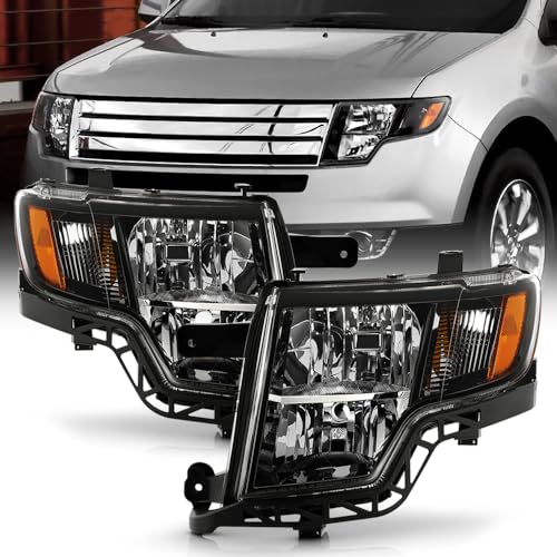 KEEKPO - For 2007 2008 2008 2010 Ford Edge Black Housing Factory Sport Style Headlights Headlamps Replacement Left+Right
