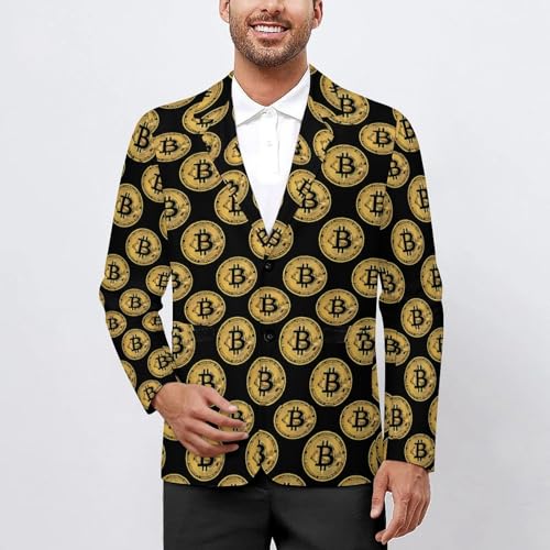 Bitcoin Pattern Men's Classic Fit Suit Two Button Novelty Printed Casual Stylish Blazer2
