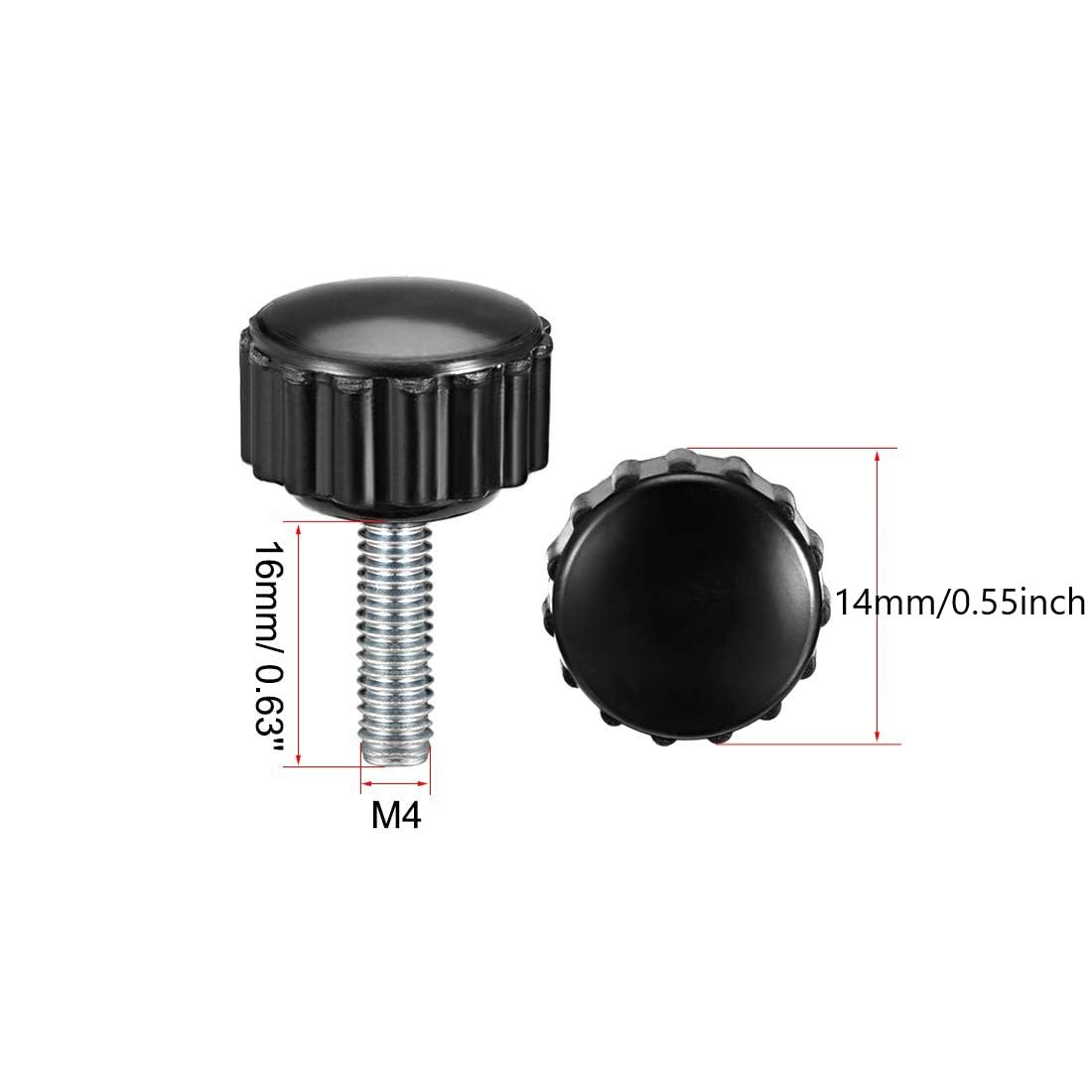 Boxonly Knurled Thumb Screw for Saw Drill Press Lathe and Routing Jigs Packaging Machinery Printing Equipment Clamping Knobs Grip Threaded Hand Bolt Knobs M4 x 16mm 12pcs - Image 2