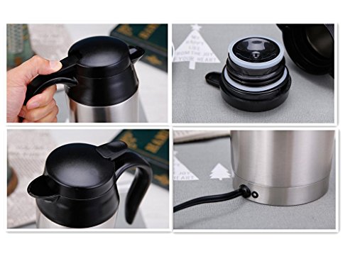 Tetera eléctrica para auto 12V 750ml acero inoxidable miniatura 7