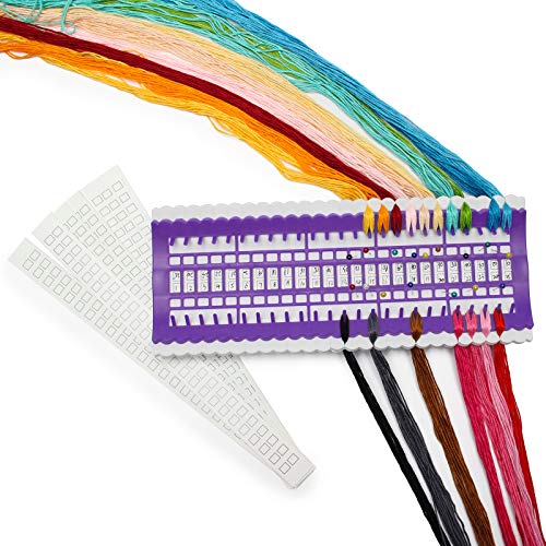 Image of 50 Positions Floss Organizer Embroidery Shelf, Luxiv Thread Organizers for Cross Stitch Embroidery Thread Holder with 15Pcs Replaceable Paper Card Sewing Needle, Embroidery Floss Organizer (Pack of 3)