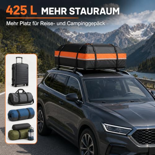 Dachtasche Auto 425L, Faltbare Dachbox Auto, 112 × 86 × 43 cm – Bild 4