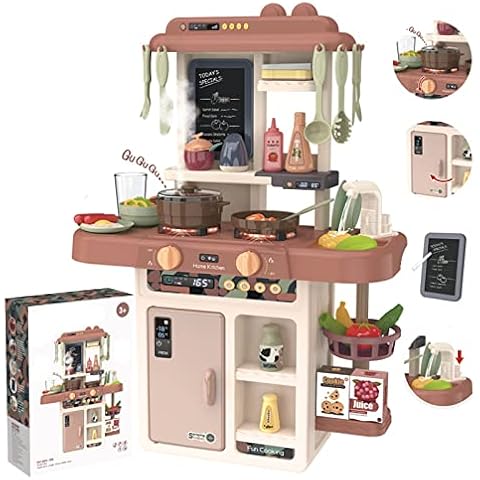 Kids Play Kitchen Playset with Light Sound Water Spray and Kitchen Accessories, Pretend Play Playset for 3 4 5 6 7 Years Old Boys Girls Birthday Gifts Cover