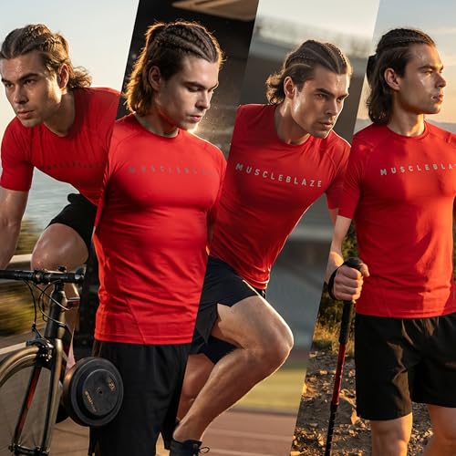 Image of MuscleBlaze Half Sleeve Air Tech Compression MuscleTee for Men