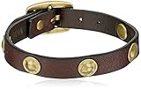 Frye Unisex Dark Brown Stud Soft Vintage Leather Wrap Cuff Bracelet, 13.25' + 4.5' Extender