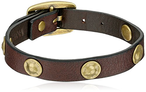 Frye Unisex Dark Brown Stud Soft Vintage Leather Wrap Cuff Bracelet, 13.25  + 4.5  Extender