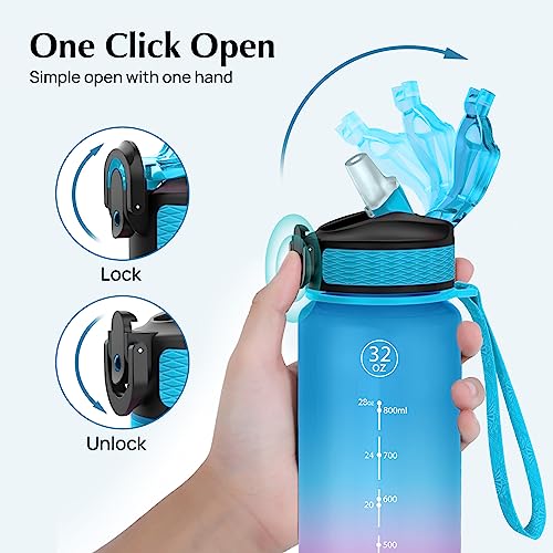 EYQ-32-oz-Water-Bottle-with-Time-Marker-Carry-Strap-Leak-Proof-Tritan-BPA-Free-Ensure-You-Drink-Enough-Water-for-Fitness-Gym-Camping-Outdoor-Sports