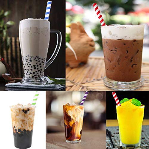 morneve Boba Straws, Smoothies Straw Disposable Extra Large 0.5\" 1/2\" 12mm Wide Paper Straws for Slushy Jumbo Thick Shakes Bubble Tea Tapioca Pearls Shower Birthday Party Supplies, Stripe 50PCS - Thumbnail 6