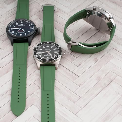 Image of StrapHabit Quick Release Deployant Rubber Watch Strap For Large and Small Wrists - Women and Men - Band FKM Deployment 19mm, 20mm, 21mm, 22mm