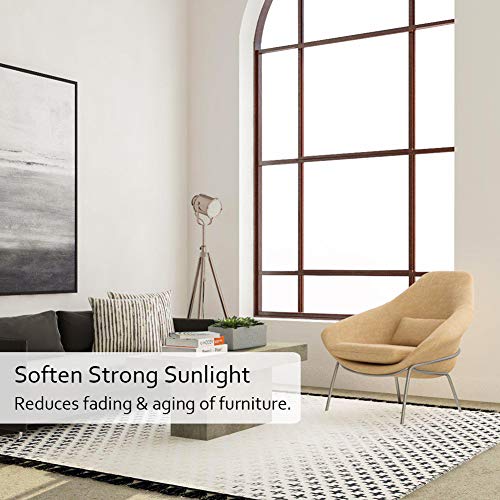 Image of WochiTV Privacy Window Glass Film No Glue, Opaque Frosted Window Tint for Home, UV Blocking Heat Control Static Cling Non Adhesive for Bathroom Office Living Room (35.4 in x 8.2 Ft)