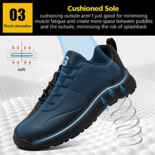Tinefiy Non Slip Work Shoes For Men Waterproof Food Service Shoe Slip Resistant Comfortable Chef Shoes Restaurant Slip On Sneakers Casual Working Footwear #TOP3