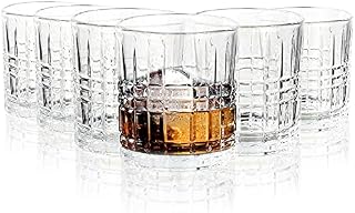 Vinsani Set of 6 Regal Whisky Tumblers 300ml Glasses Classic Cut Transparent Vintage Whiskey Rum Cocktail Drinkware Glasses Bar Gift Set for Men Women