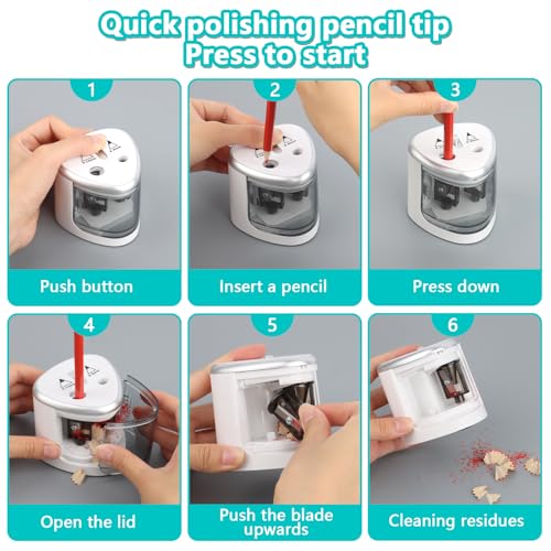 Elektrischer Anspitzer,Elektrischer Universal Bleistiftspitzer,Spitzmaschine Elektrisch, Anspitzer Elektrisch Dicke und Dünne Stifte,für Schule,Zuhause,Büro,Klassenzimmer und mehr-silbrig