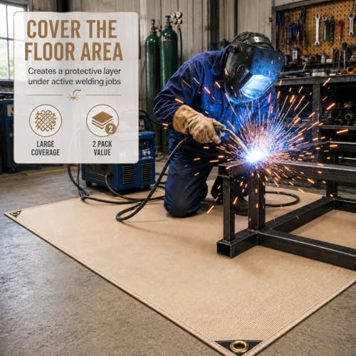 Image of Heavy Duty Fiberglass Welding Blanket, Heat Resistant Blanket with Brass Grommets, Multi-Purpose Welding Mat for Grill, Smoker, Camping, Industrial Use (4x6 ft - 2 Pack)