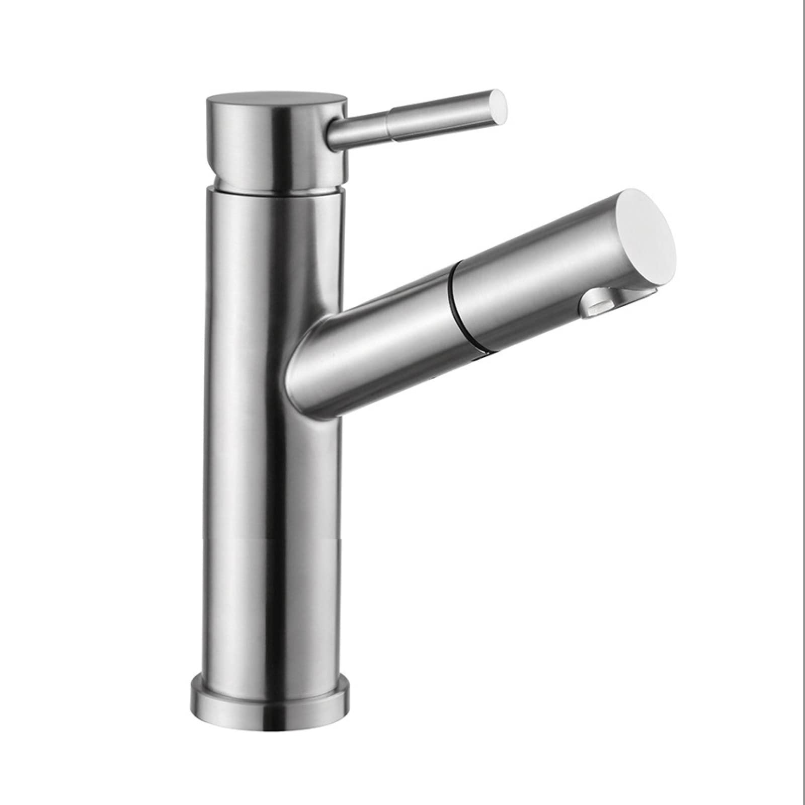 Mitigeur de salle de bain à poignée unique pivotant en inox brossé