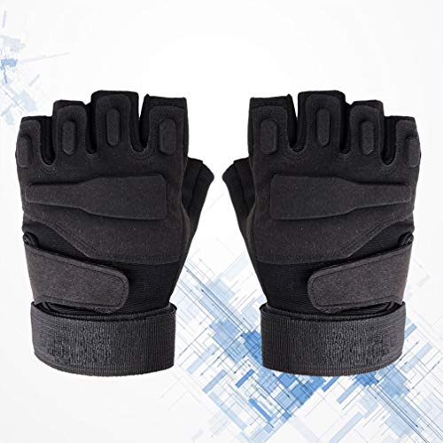 Luvas para uso ao ar livre com tecido tático para motocicleta e meio dedo Luvas protetoras esportiva