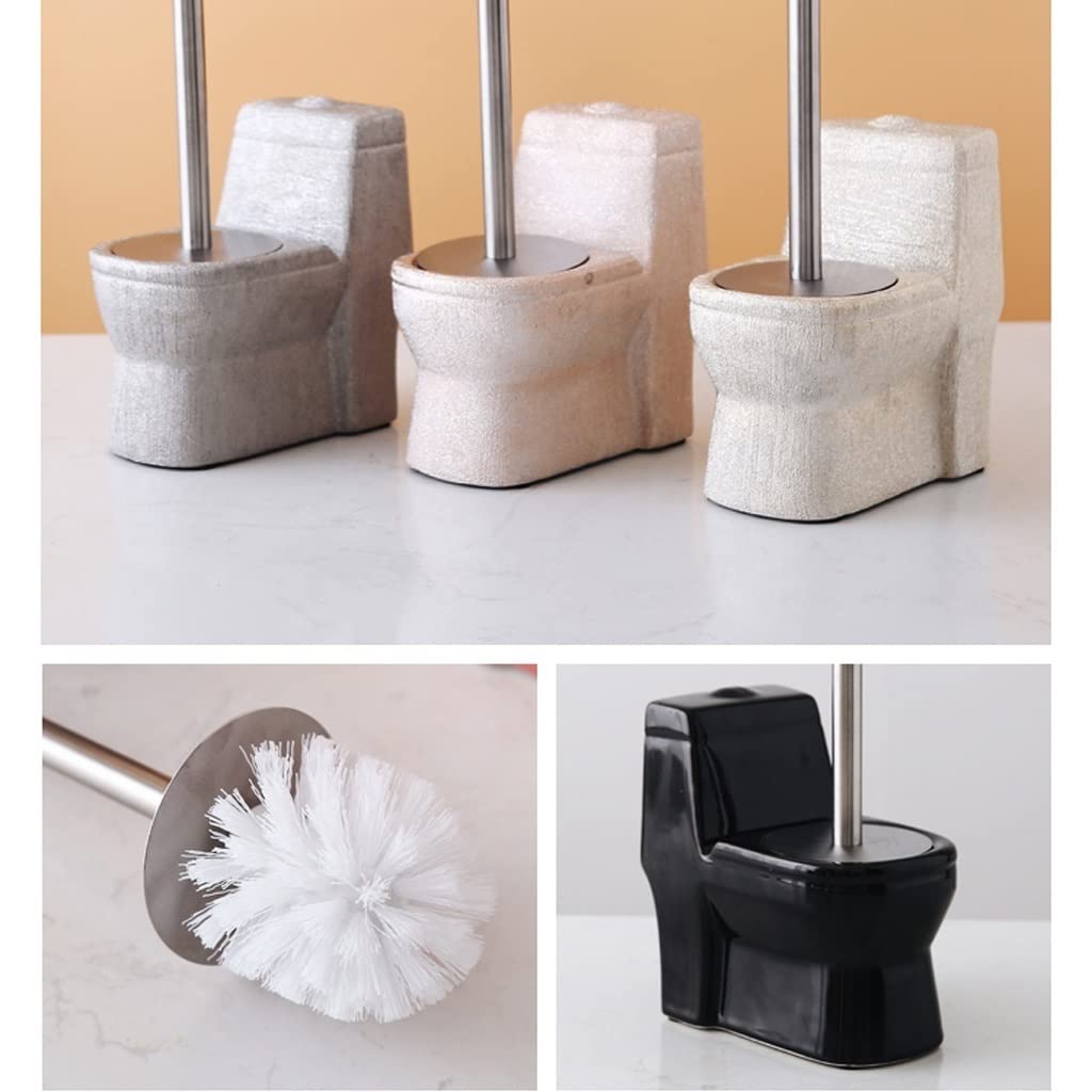Escobilla Baño/Escobilla y Portaescobillas de Baño Escobillero creativo hecho a mano de cerámica, cepillo for inodoro, cepillo de limpieza de mango largo de acero inoxidable for baño, juego de escobil