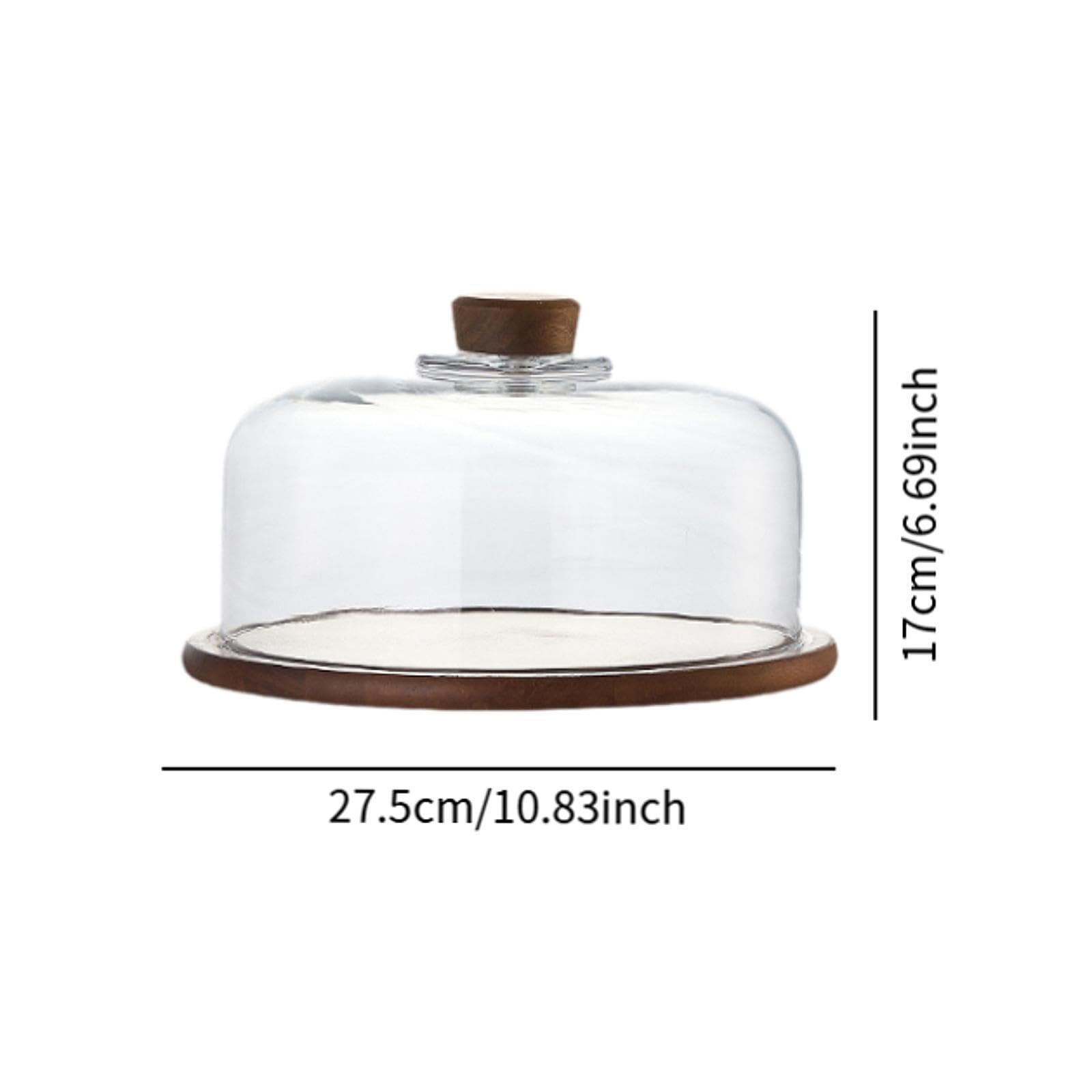 Cúpula para Postres con Bandeja de Madera para Servir, Expositor de Pasteles, Bandeja para Servir, Plato, Almacenamiento de Alimentos, Regalos de Repo, 27.5x17cm