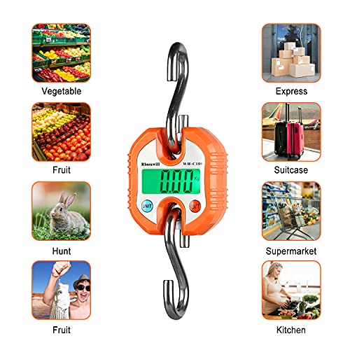 Rhorawill Luggage Scales Digital Kitchen Scales Luggage Scales Crane Scales Digital With Hooks, Portable Hanging Scales With Display (Orange)… #TOP5