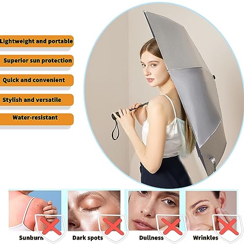 Image of SIEPASA Compact Travel Umbrella - Windproof Auto Open /Close, Small Folding Umbrella for Rain & Sun with UPF50+ - Lightweight Frame, Waterproof - Fits Backpack, Purse, Suitcase.(Silver /Black)