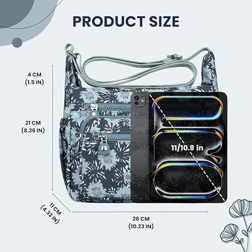 Image of Women's Crossbody Sling Bag | Multi Pocket Water Resistant Handbag for Ladies | Shoulder Purse with Spacious Interior & Adjustable Strap, Perfect for Travel, Shopping | 10 Pocket Organier