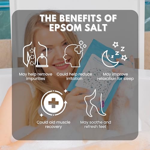 Image of Eco Bath London Relaxing Lavender Epsom Salt Bath Soak - Pouch 2.2 lb (1 kg), Made in UK, Natural Magnesium Bath Salt, Relaxing Spa Bath Soak for Stress Relief, Self Care Gift for Women and Men