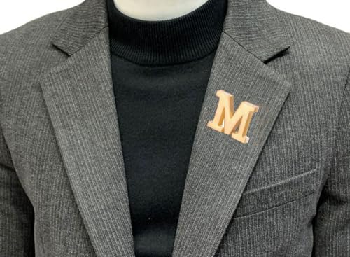Image of vmcoatdu A-Z Initial Pins 26 Letters Pins 18K Gold Plated and Silver Tone Metal Brooch Breastpin Badge