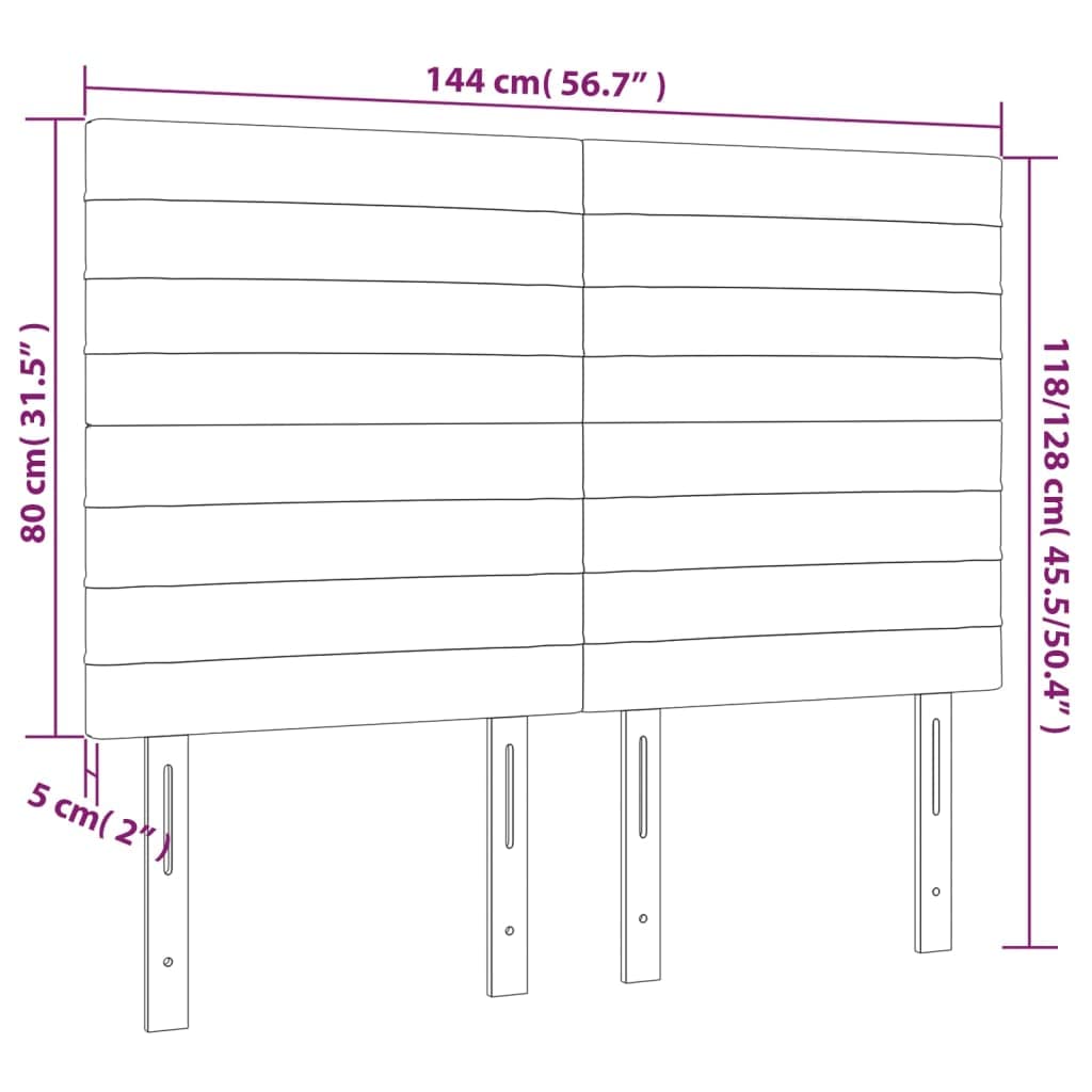 Cabecero LED Cama 144 x 118/128 cm Negro Terciopelo Altura Ajustable RGB Iluminación Moderno Cojín de Pared Estilo para Jóvenes y Adultos Dormitorios