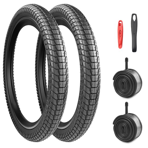 2-Set Faltbar 20 Zoll Fahrradreifen 20x1.95/2.1/2.25 Mantel mit 2-Pack Schlauch 50/53/57-406 Bike Tires Fuer MTB/BMX