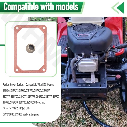 Image of (2) 691843 Valve Cap & (2) 272475S Rocker Cover Gasket Compatible with B&S 540CC, 33R877, 21B706, 21B707, 21B972, 21B977, 287707 Lawn Mower