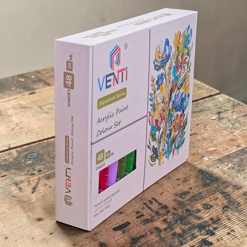 Image of Venti Signature Acrylic Colour Paint Set, 48 Colors, 36ml Each, Multicolour