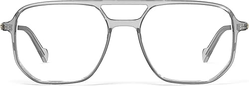 Miniatura 3 de VISOONE Gafas de marco de aviador sobredimensionado, ligeras, con bloqueo de luz azul para mujeres y hombres, gafas de piloto falsas nerd