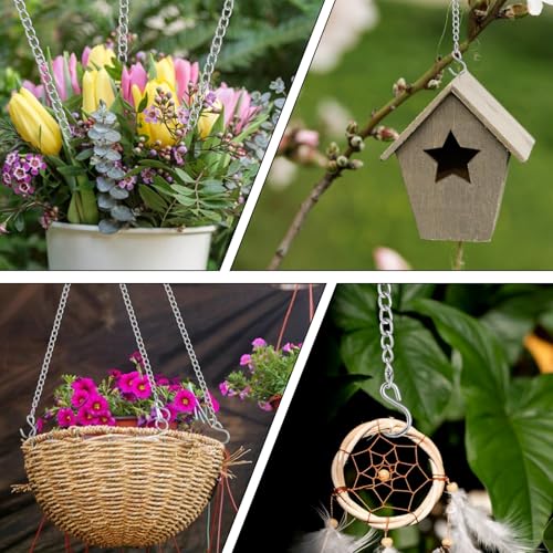 Image of 6 Pcs Stain Glass Window Hanging Chain, 20 Inch Hanging Chains with Hooks, Picture Chain, Outdoor Decorative Chains for Walls Gardens and Kitchens