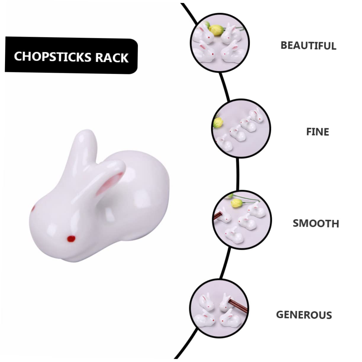 Alipis 3 Set Piccolo Coniglio Poggia Bacchette Posate Porta Bacchette Coniglietto Peluche Decorazione da Tavolo Compatibile Posate Coperchio da Bancone 6 Pezzi * 3