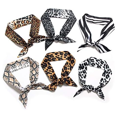 Uainhrt 6pcs Creative Leopard Grain Series Bag Handbag Handle Ribbon Scarf Hair Head Band Neck Scarf Neckerchief Scarf Fashion Gifts Cover