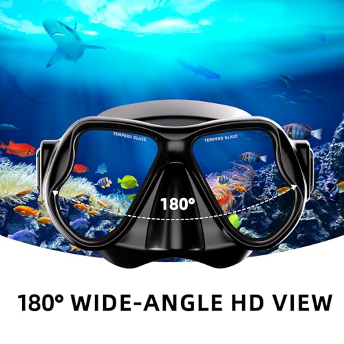 Máscara de buceo con lentes templados antivaho y cubierta para nariz miniatura 3