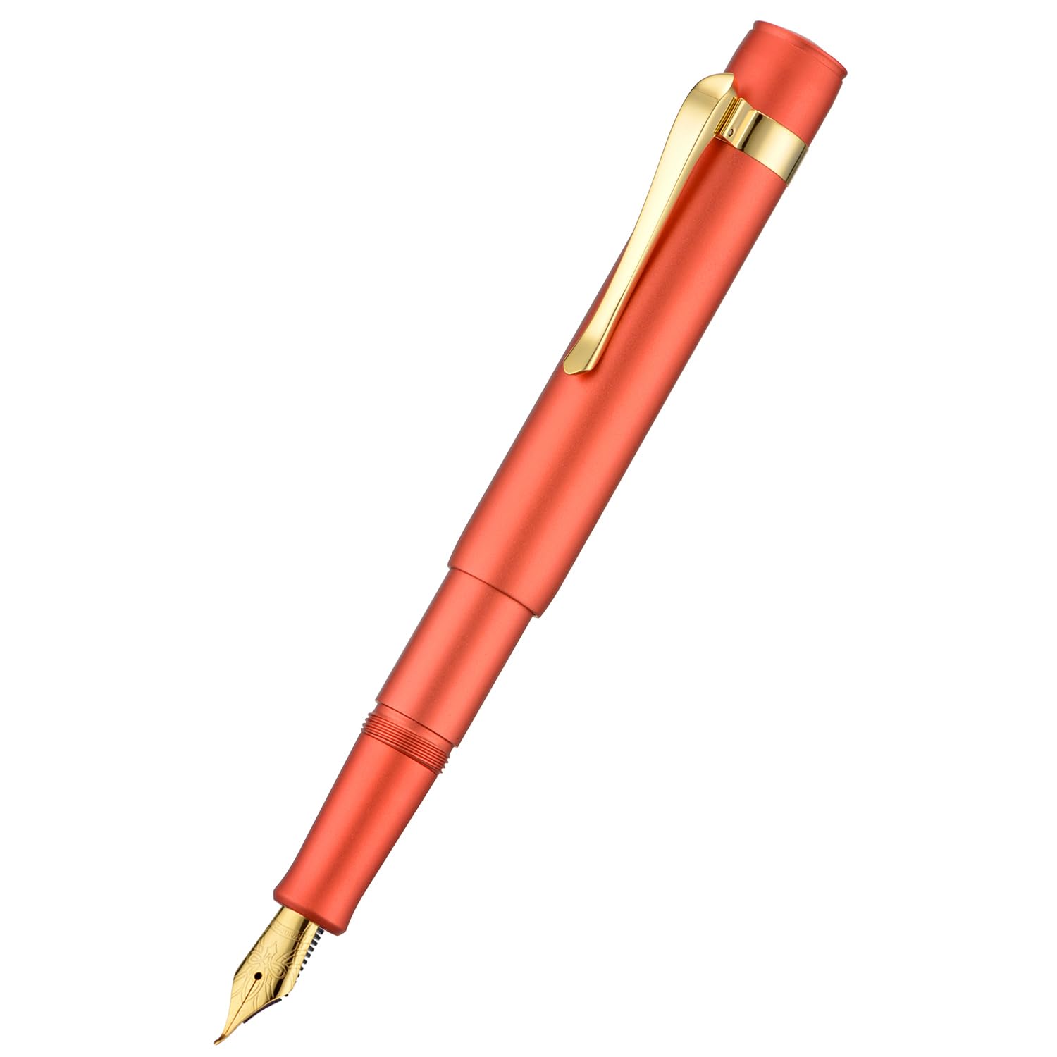 Hongdian M2 Mini Fountain Pen with Bent Nib, Elegant Aluminum Travel Pen (Red Orange) - Image 2